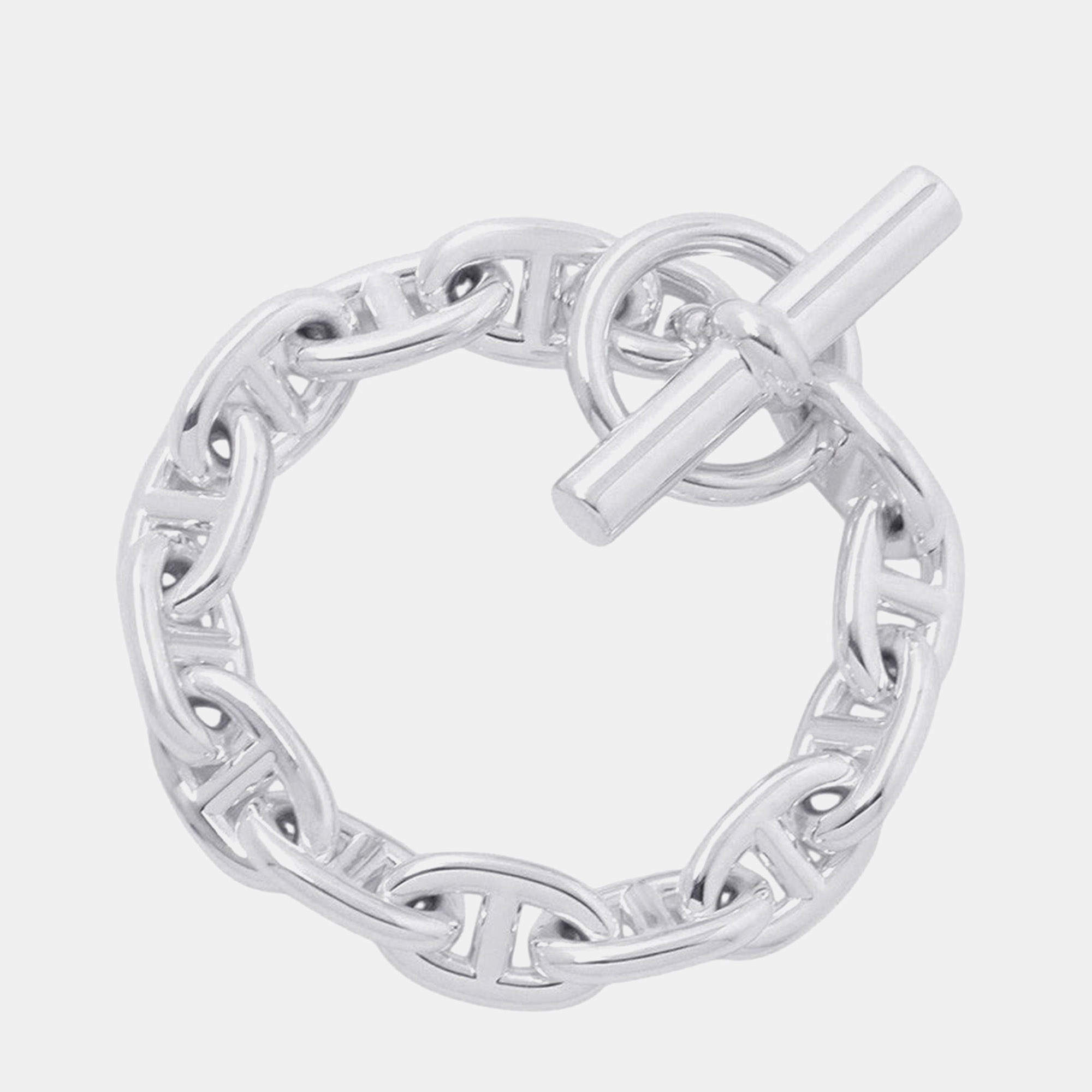 Pre Owned Hermes Chaine D'Ancre Bracelet 13 Frames Size Mm Sv925