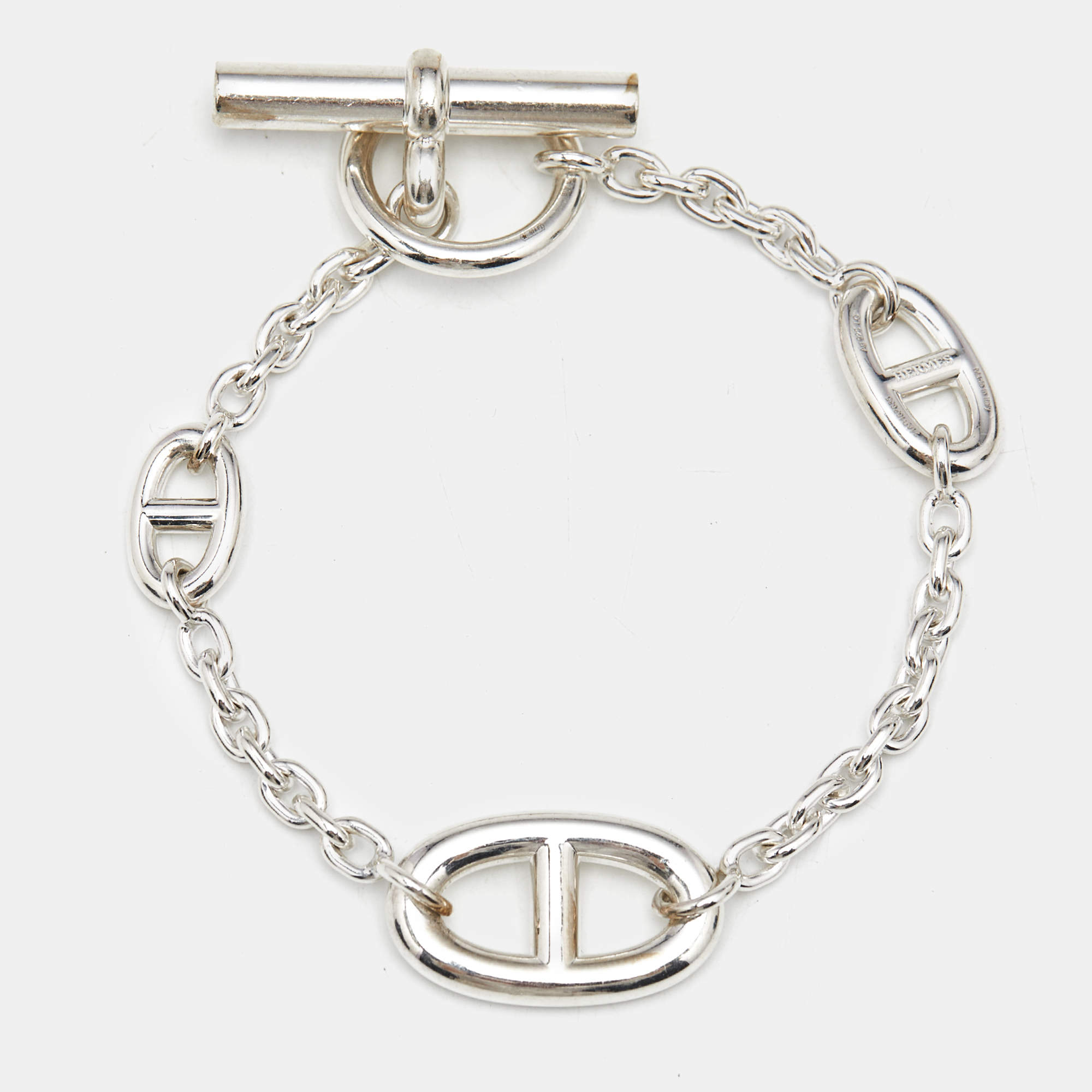 Pre Owned Hermes Chaine d'ancre Farandole Sterling Silver Link Bracelet