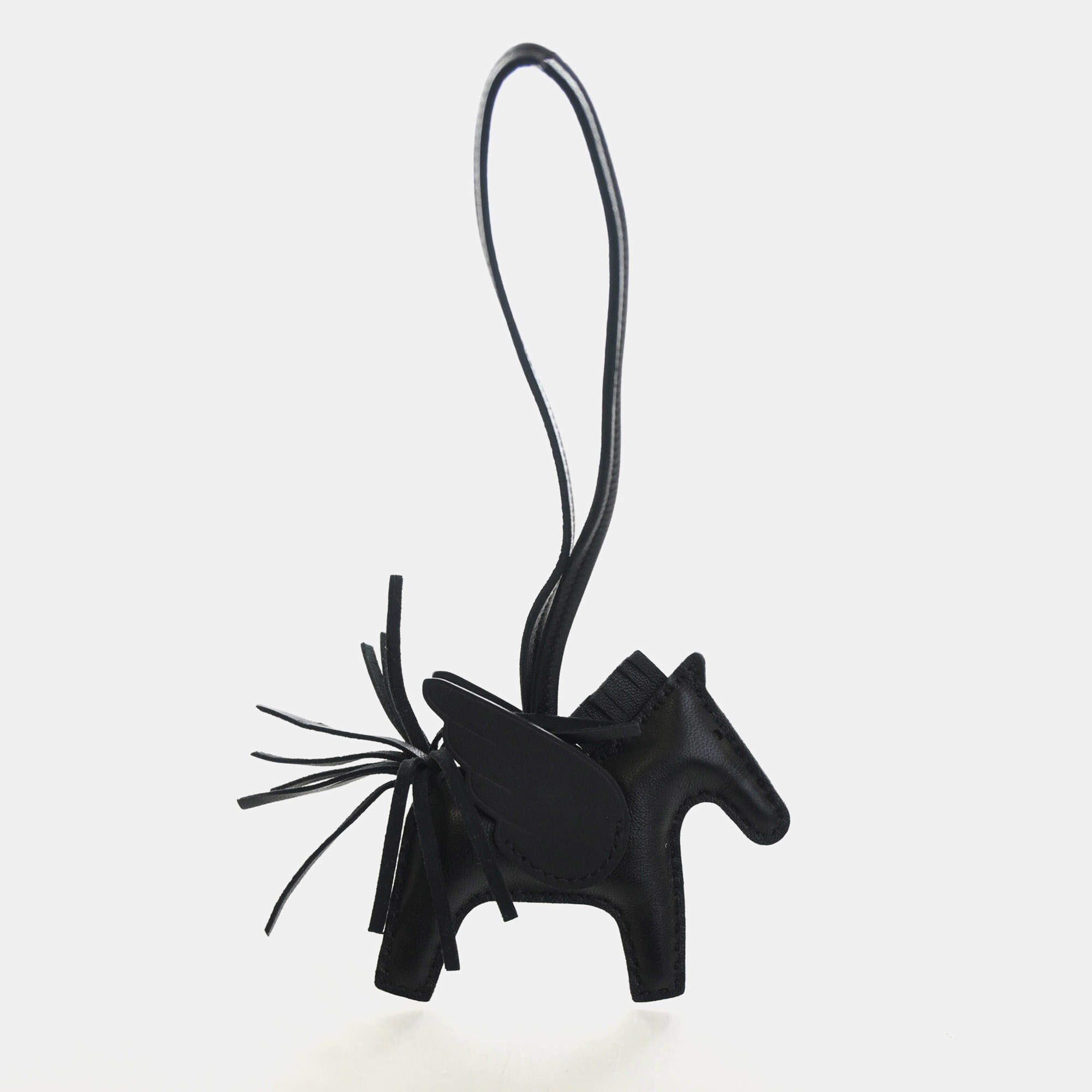 Pre Owned Hermes Rodeo Pegase PM Noir Milo Lambskin Charm