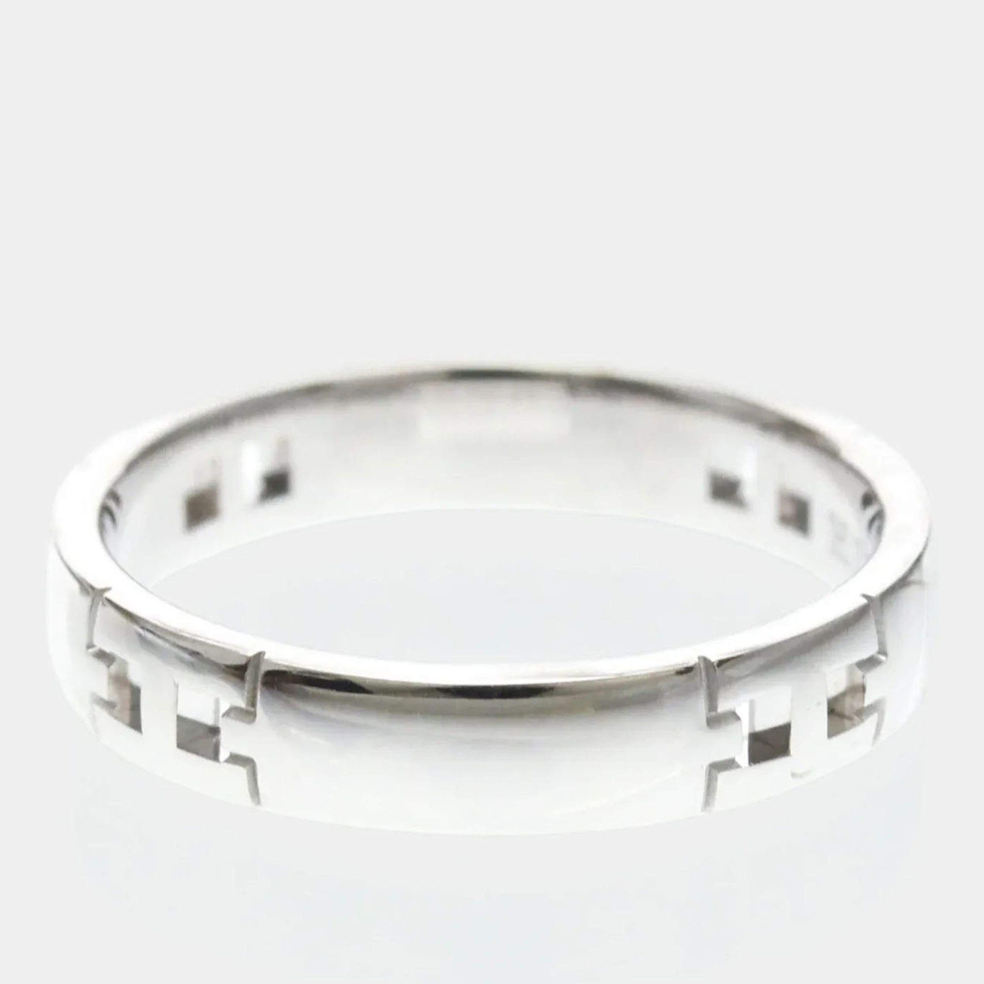 Pre Owned Hermes  Ever Herakles 18k White Gold Women's Band Ring EU 49