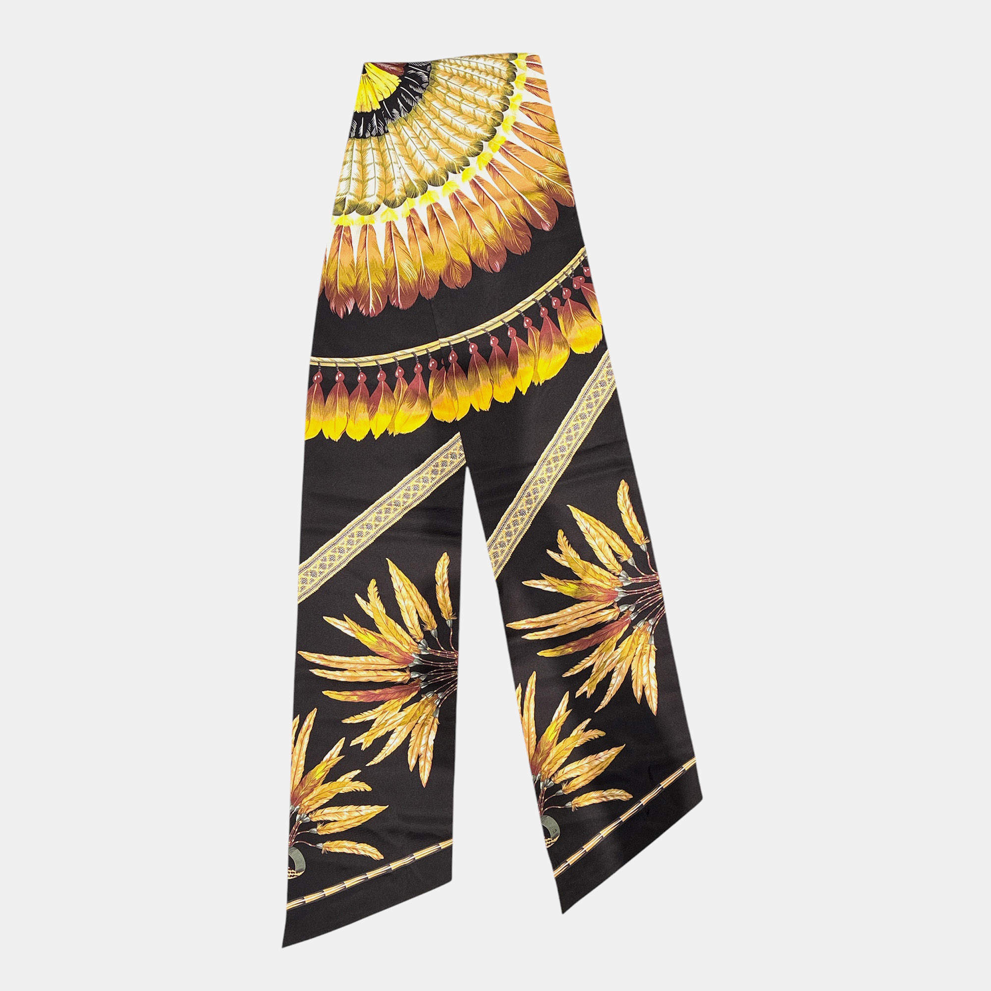 مملوكة مسبقًا Hermes Pattern Multicolor Silk Maxi Twilly