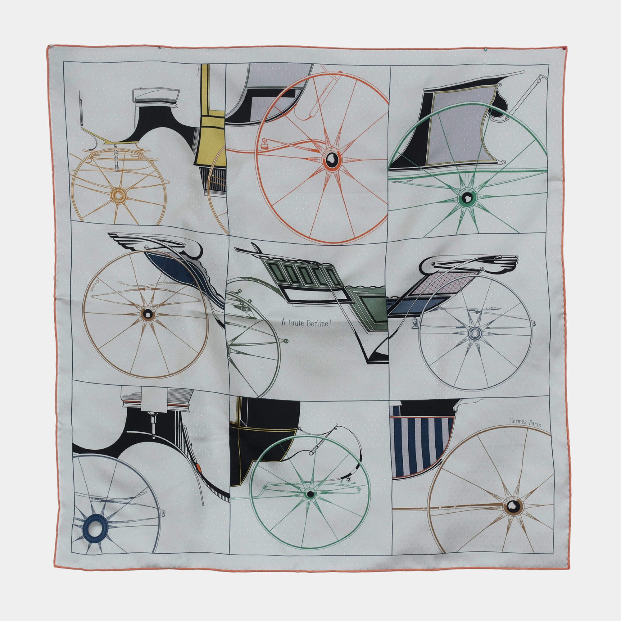 مملوكة مسبقًا Hermes Multicolor A Toute Berline! Printed Eyelet Scarf 70