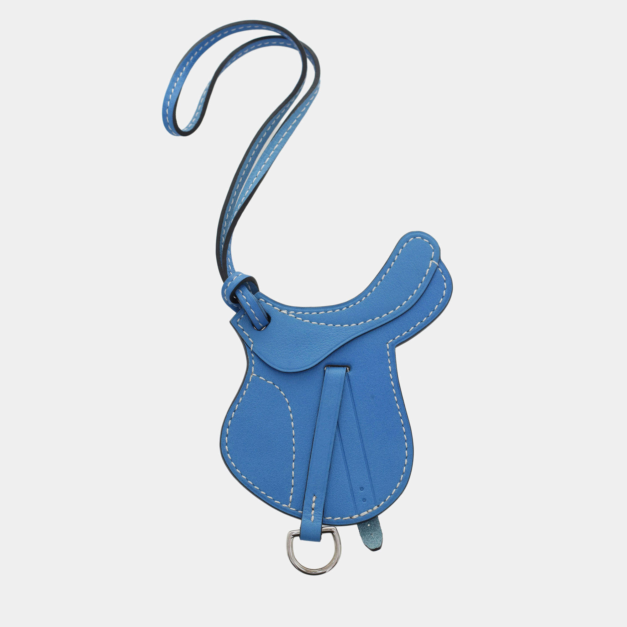 Pre Owned Hermes Paddock Selle Blue Leather Charm