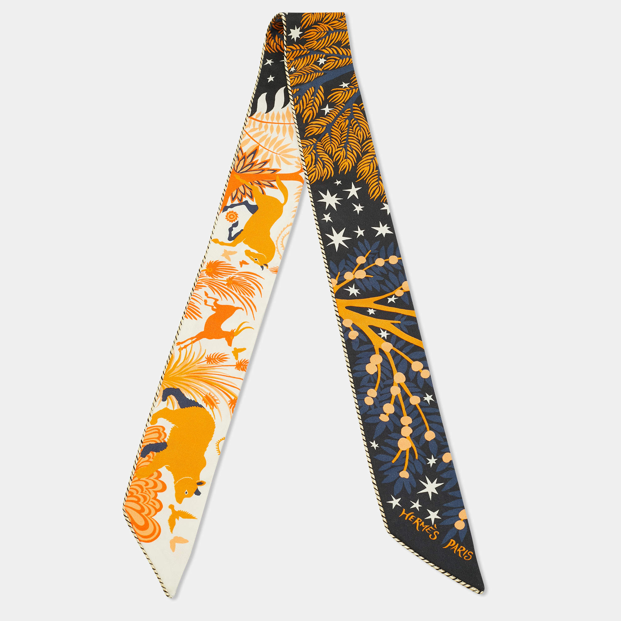 مملوكة مسبقًا Hermès Orange Sous le Charme d'Orphee Baguette Silk Twilly