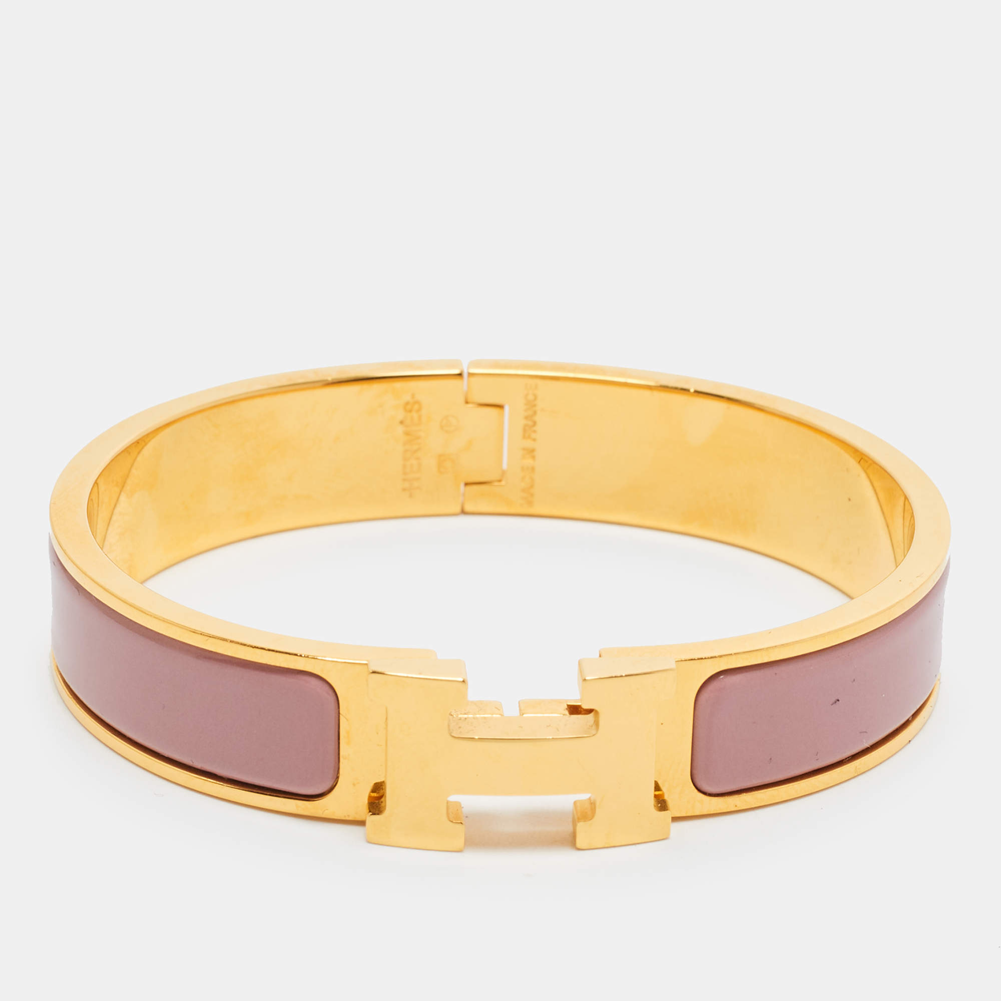 مملوكة مسبقًا Hermes Clic H Enamel Gold Plated Bracelet