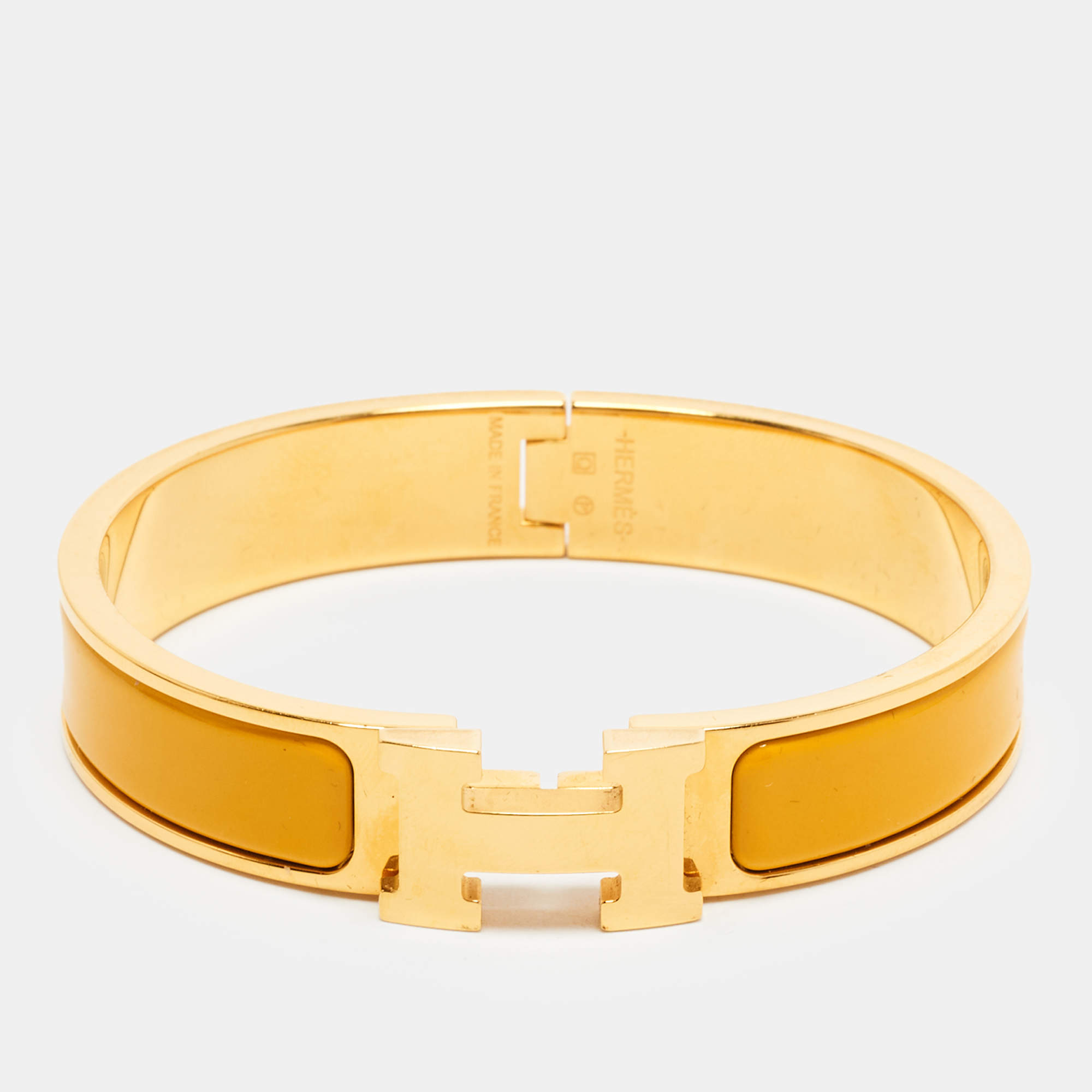مملوكة مسبقًا Hermes Clic H Enamel Gold Plated Bracelet