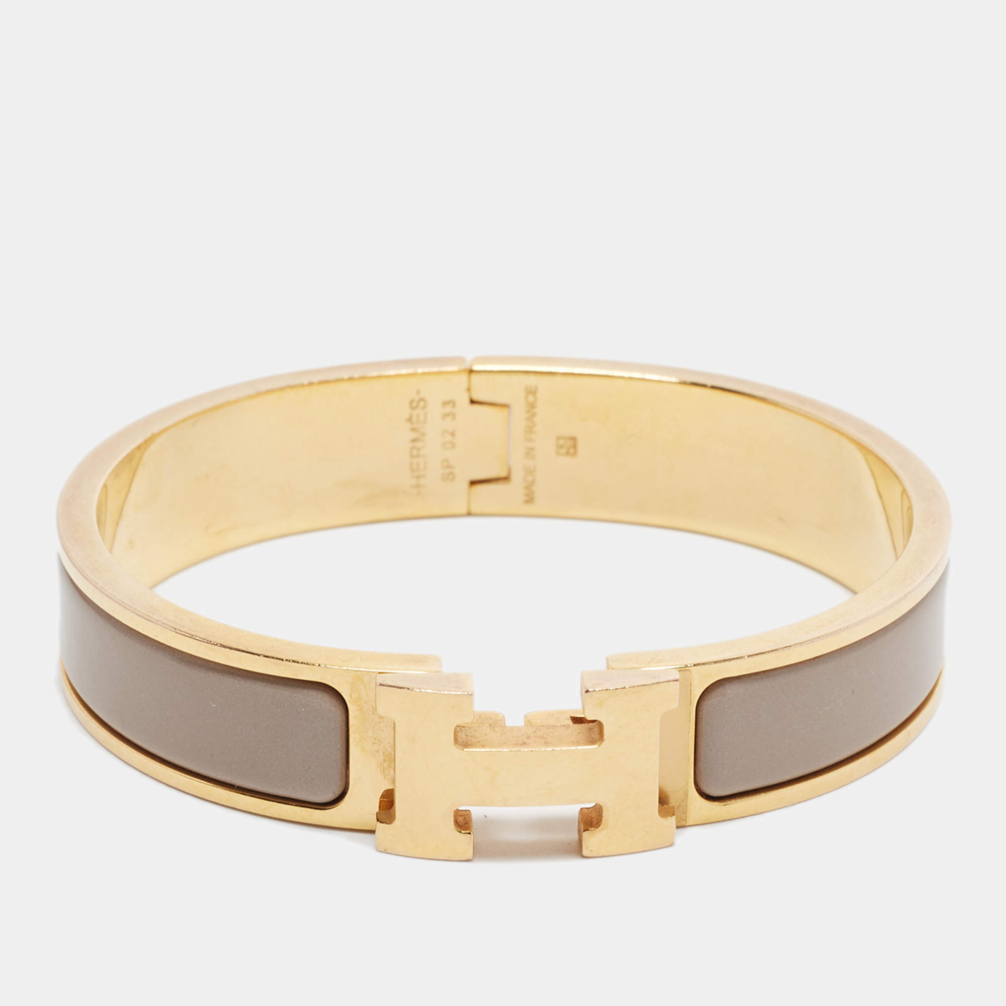 Pre Owned Hermès Clic H Enamel Rose Gold Plated Bracelet
