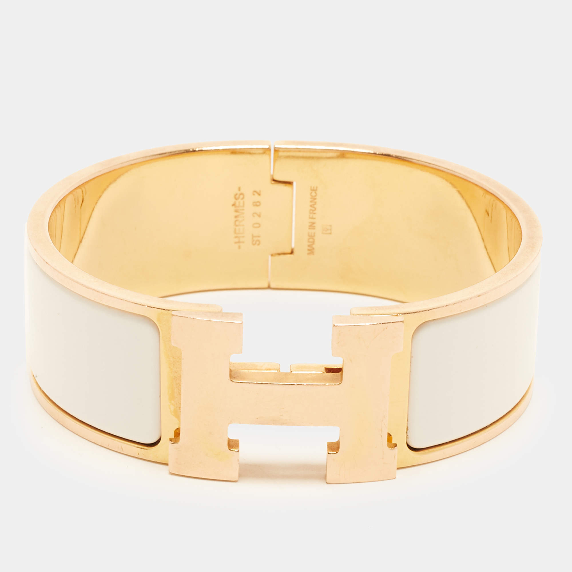 Pre Owned Hermès Clic Clac H Enamel Rose Gold Plated Bracelet