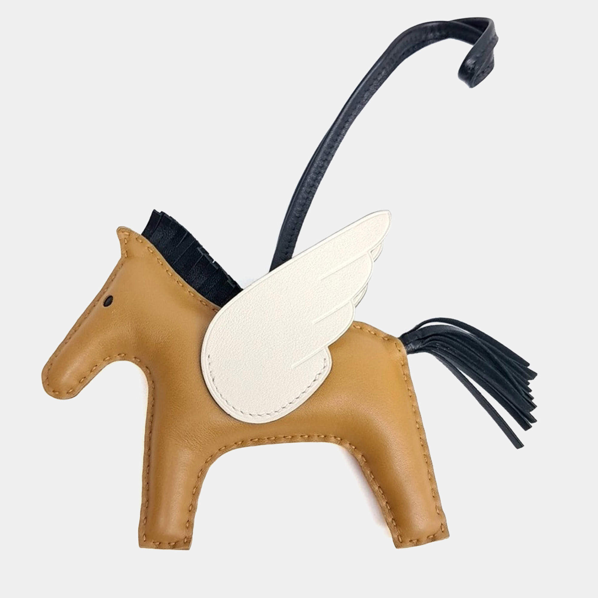 مملوكة مسبقًا Hermès Leather Pegasus Rodeo Bag Charm Medium (Z)