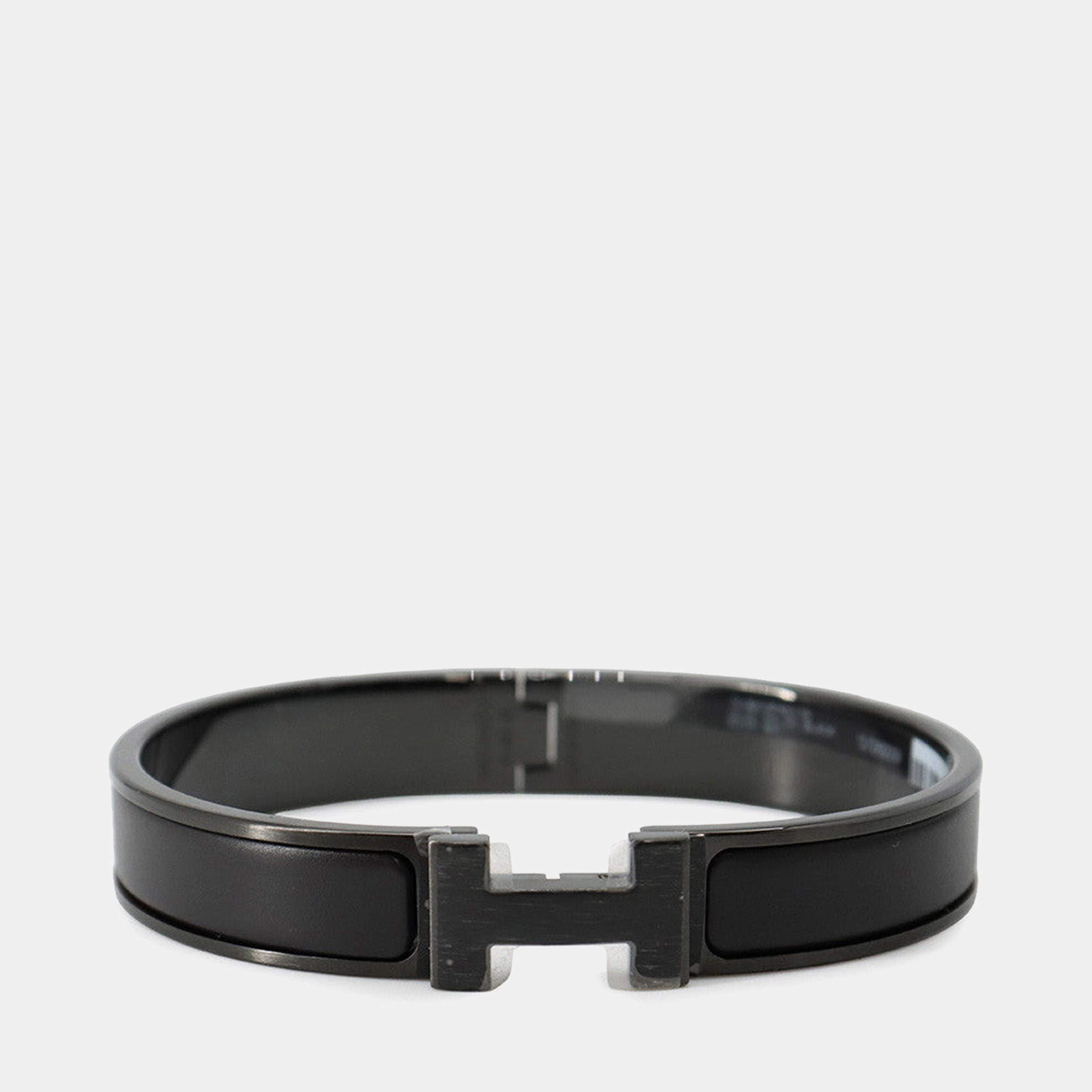 Pre Owned Hermes Clic H PM Black Matt Metal Bracelet