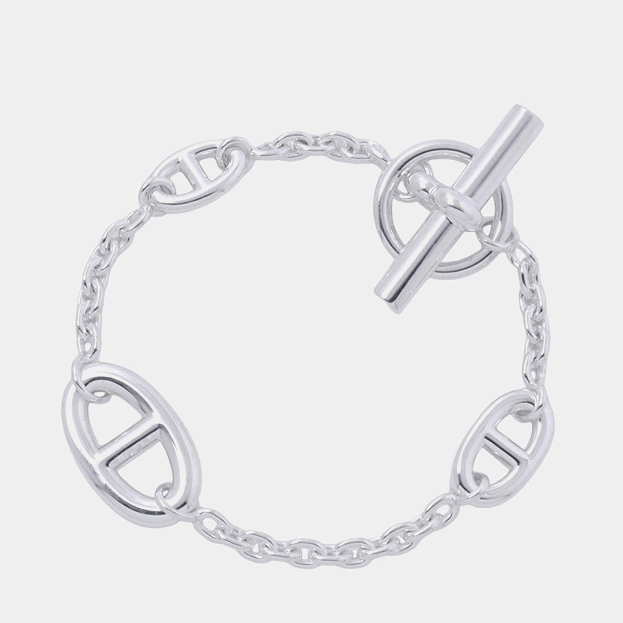 Pre Owned Hermes Chaine d'Ancre Farandole LG Sterling Silver Women's Bracelet