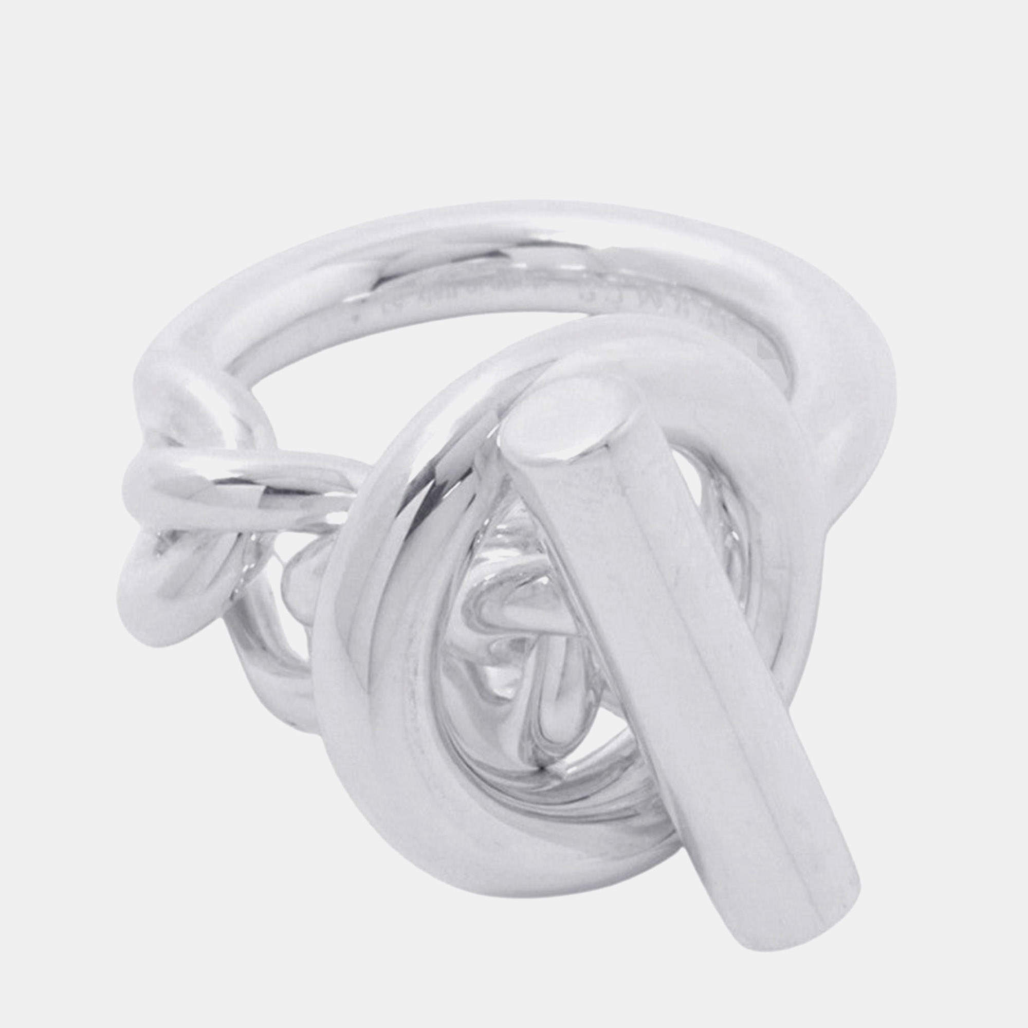 Pre Owned Hermes Croisette Size GM/53 #13 Sterling Silver Women's Ring