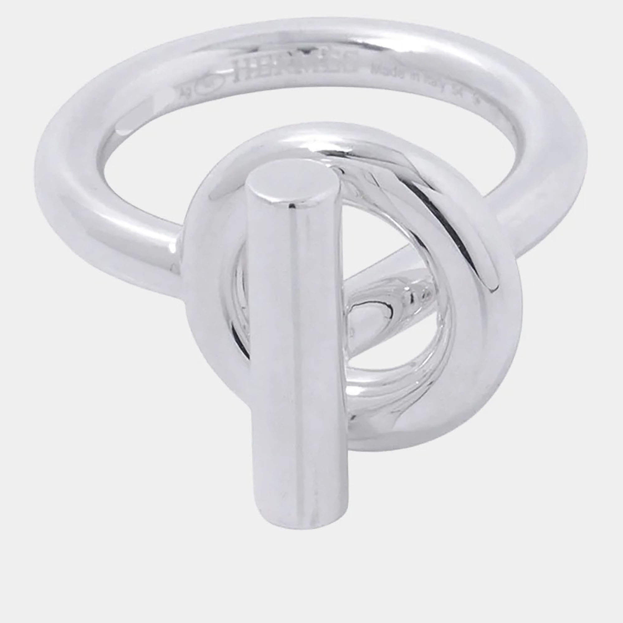 Pre Owned Hermes Echappee Ring MM Silver 925 Sterling Silver Women's Ring Size 54