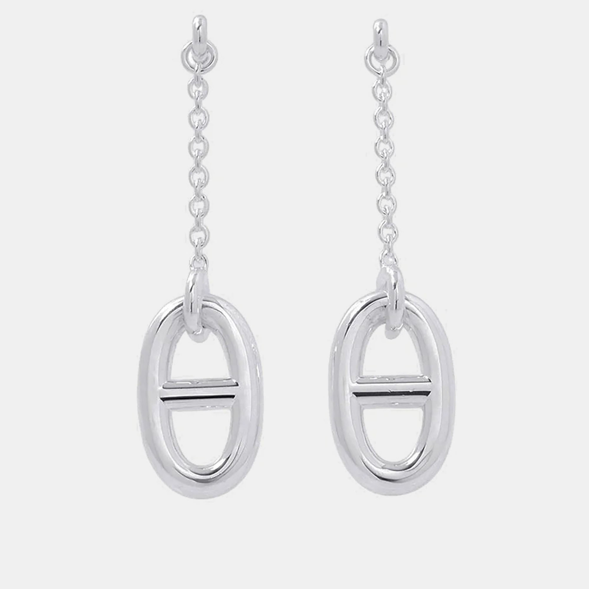 Pre Owned Hermes Chaine d'Ancre Farandole Earrings Sterling Silver Women's Earrings