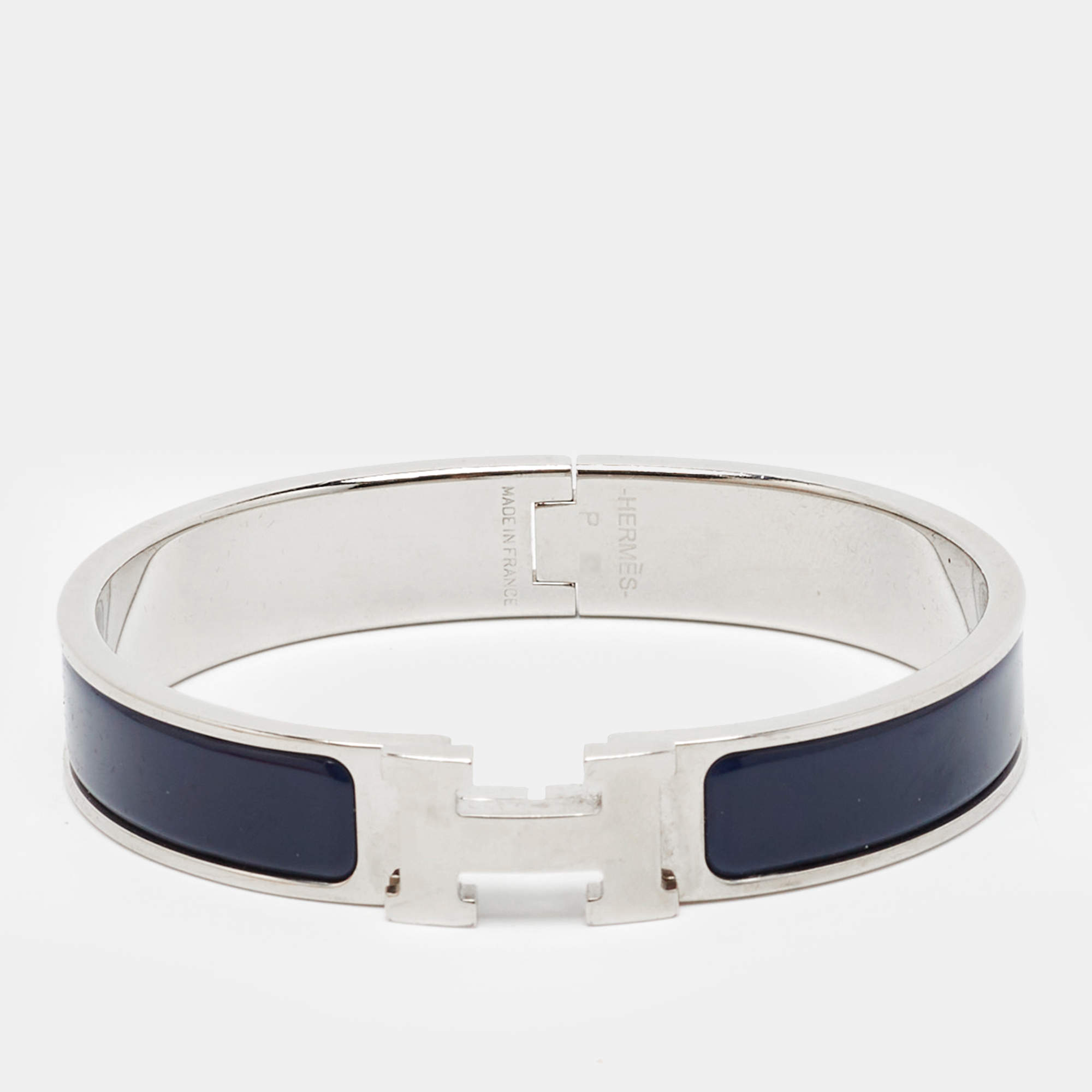 Pre Owned Hermès Clic H Enamel Palladium Plated Bracelet