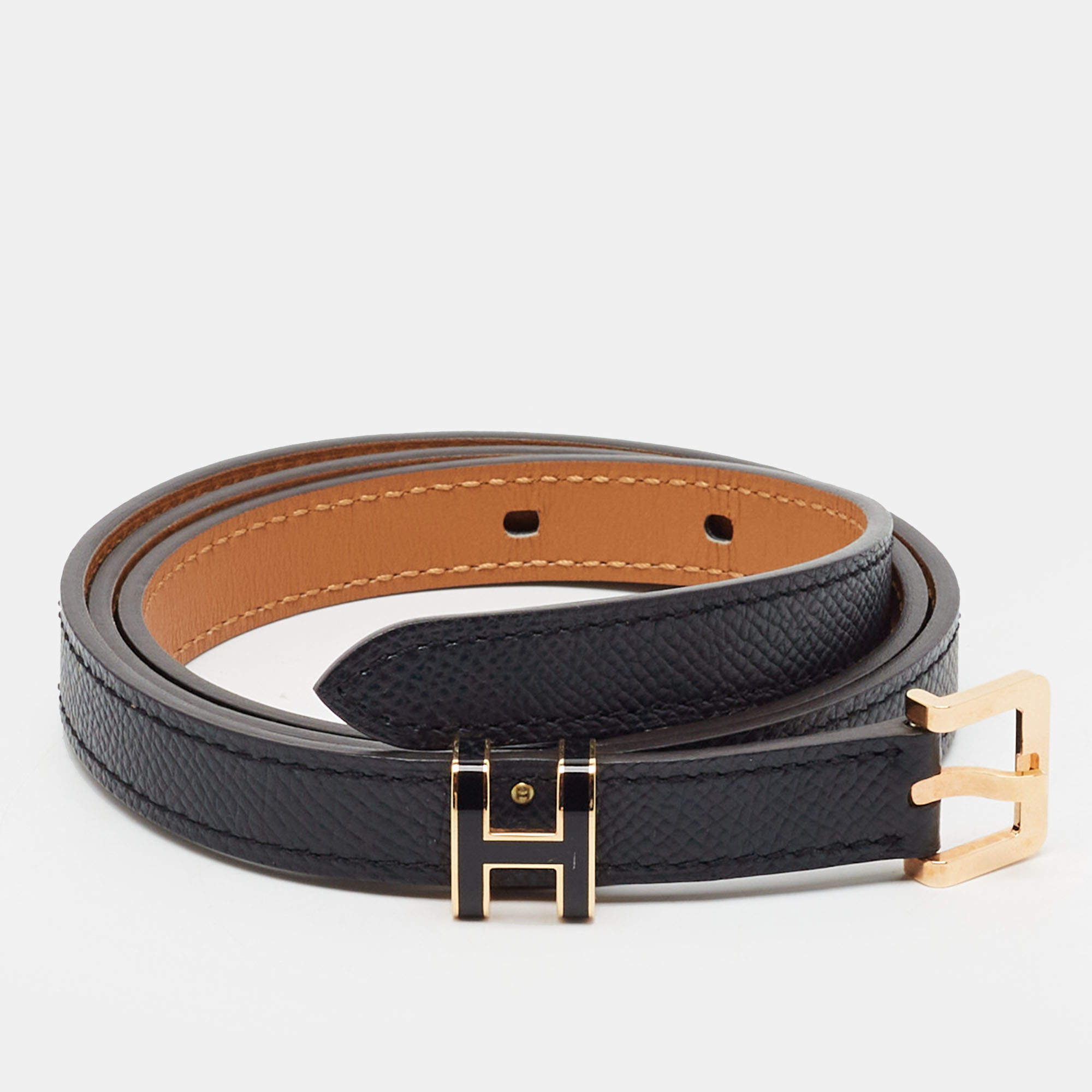 Pre Owned Hermès Pop H 80 CM Buckle Belt Noir Epsom Leather