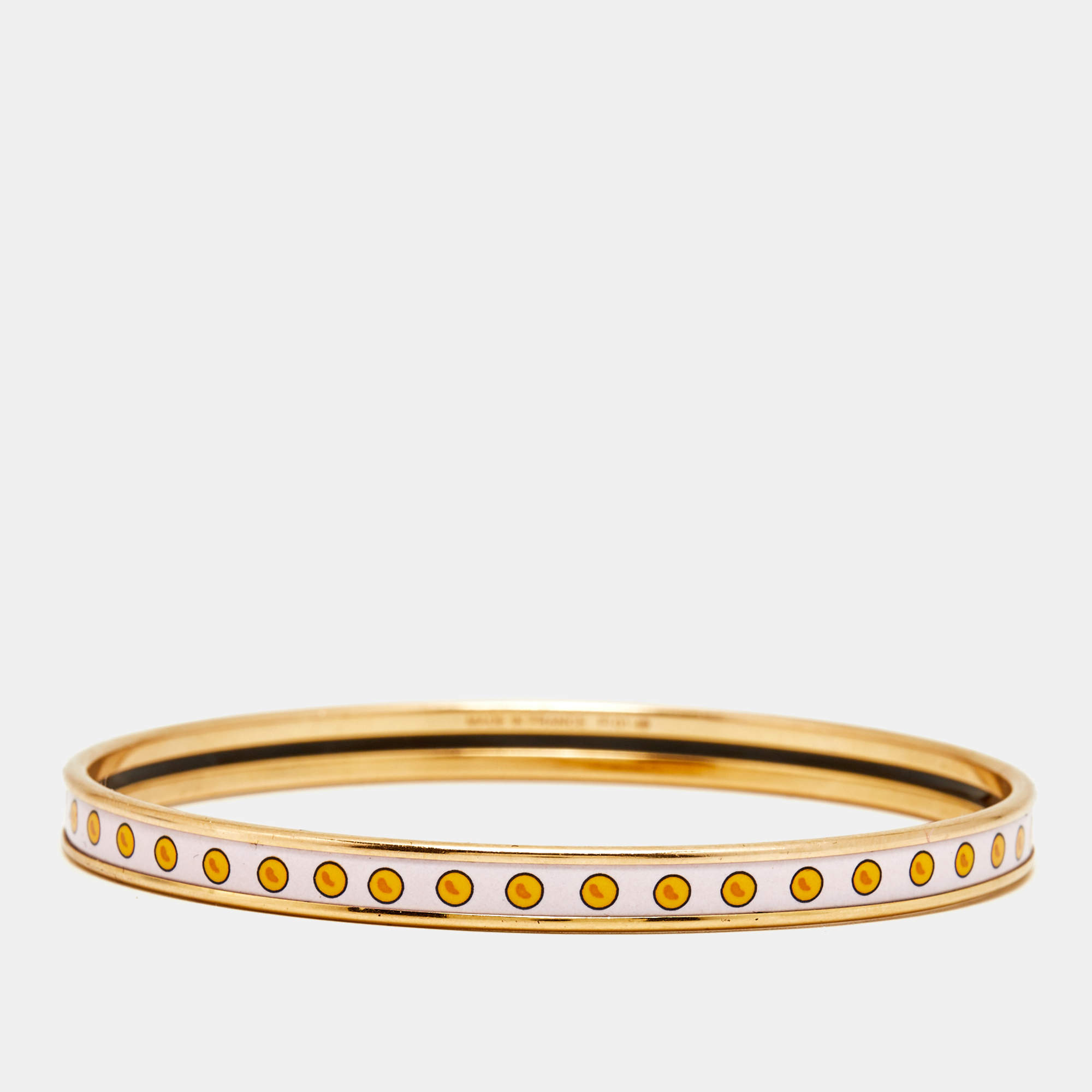 Pre Owned Hermès Enamel Gold Plated Narrow Bangle Bracelet