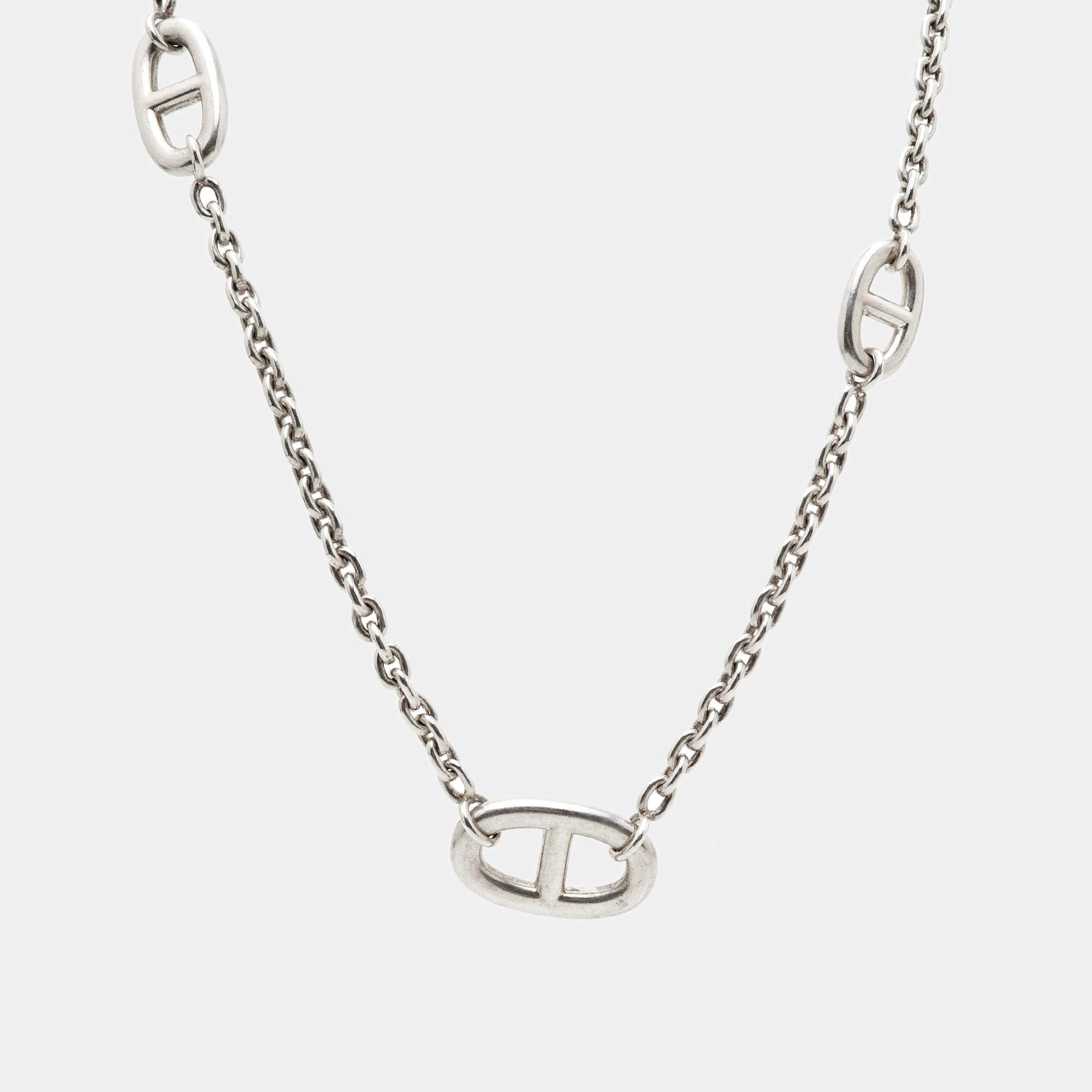 Pre Owned Hermès Farandole Sterling Silver Long Station Necklace