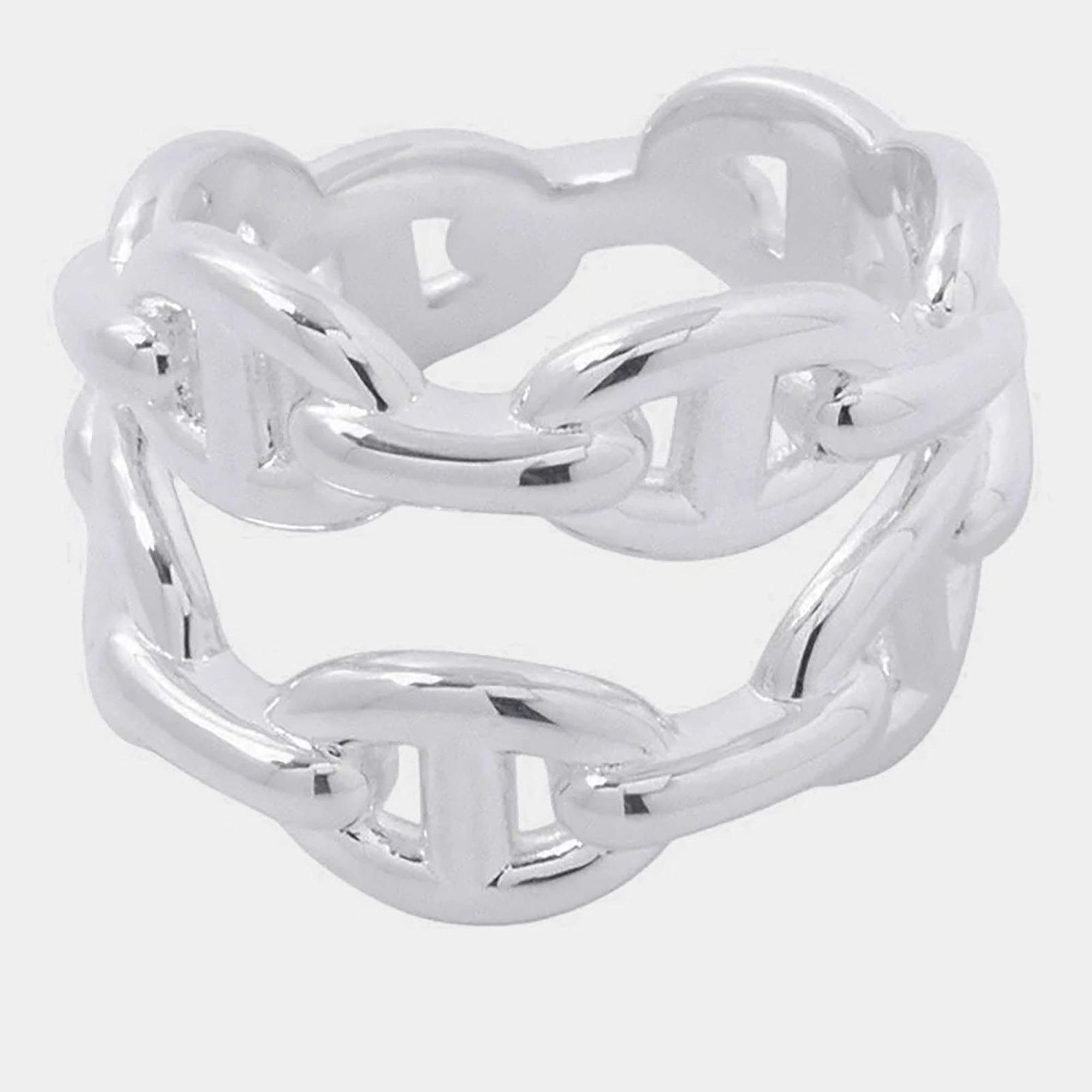 مملوكة مسبقًا Hermes Chaine d'Ancre Double Row SV925 Ring Size EU 52 