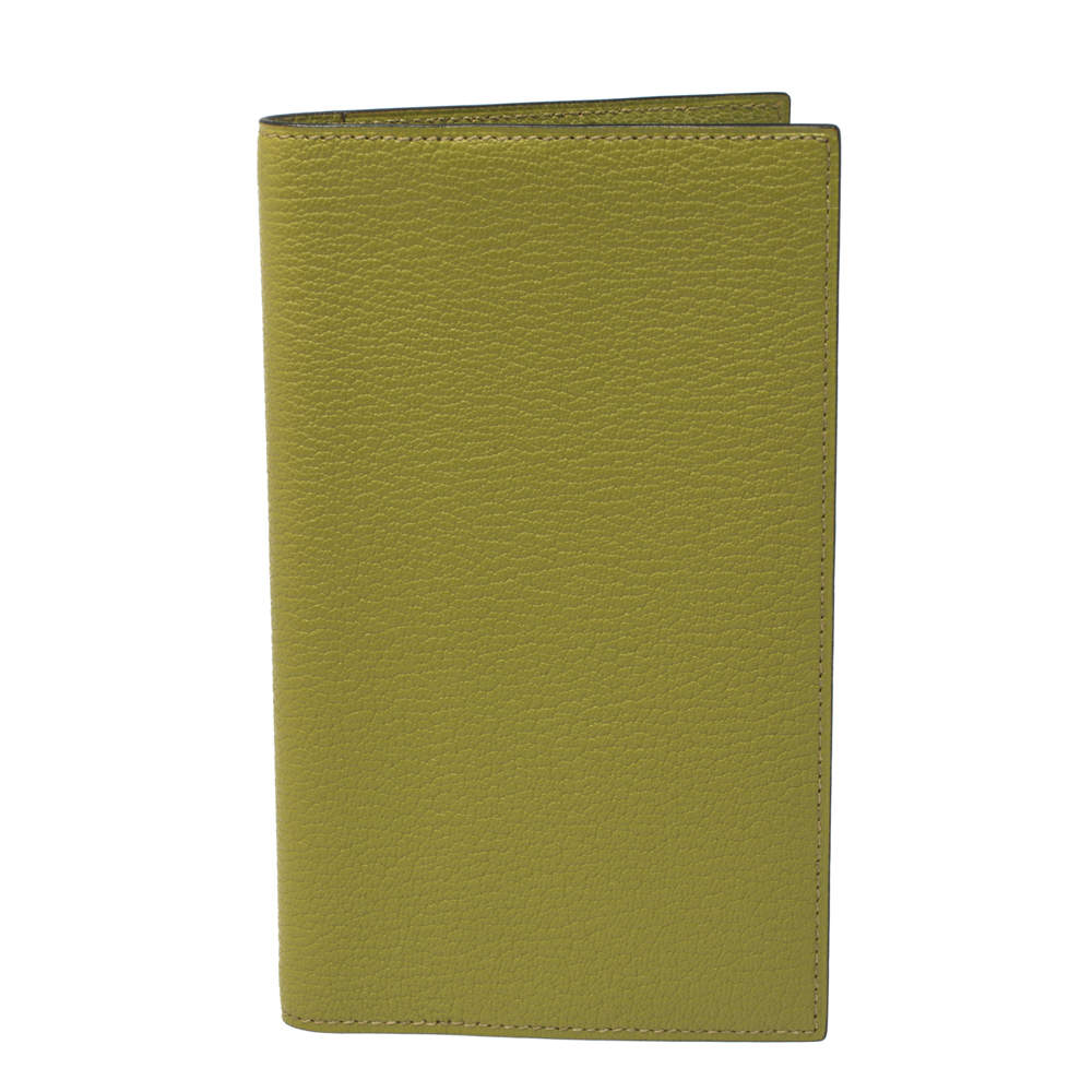 Pre Owned Hermes Vert Chartreuse Mysore Leather Vision II Simple Agenda Cover