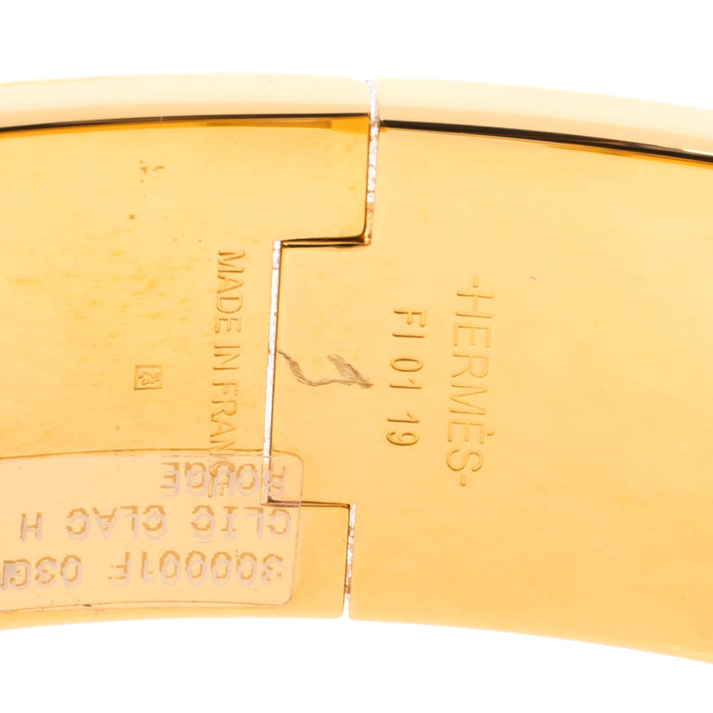 New Hermes Clic Clac H Bracelet Vert Flamboyent GM Yellow Gold Hardware GM  at 1stDibs