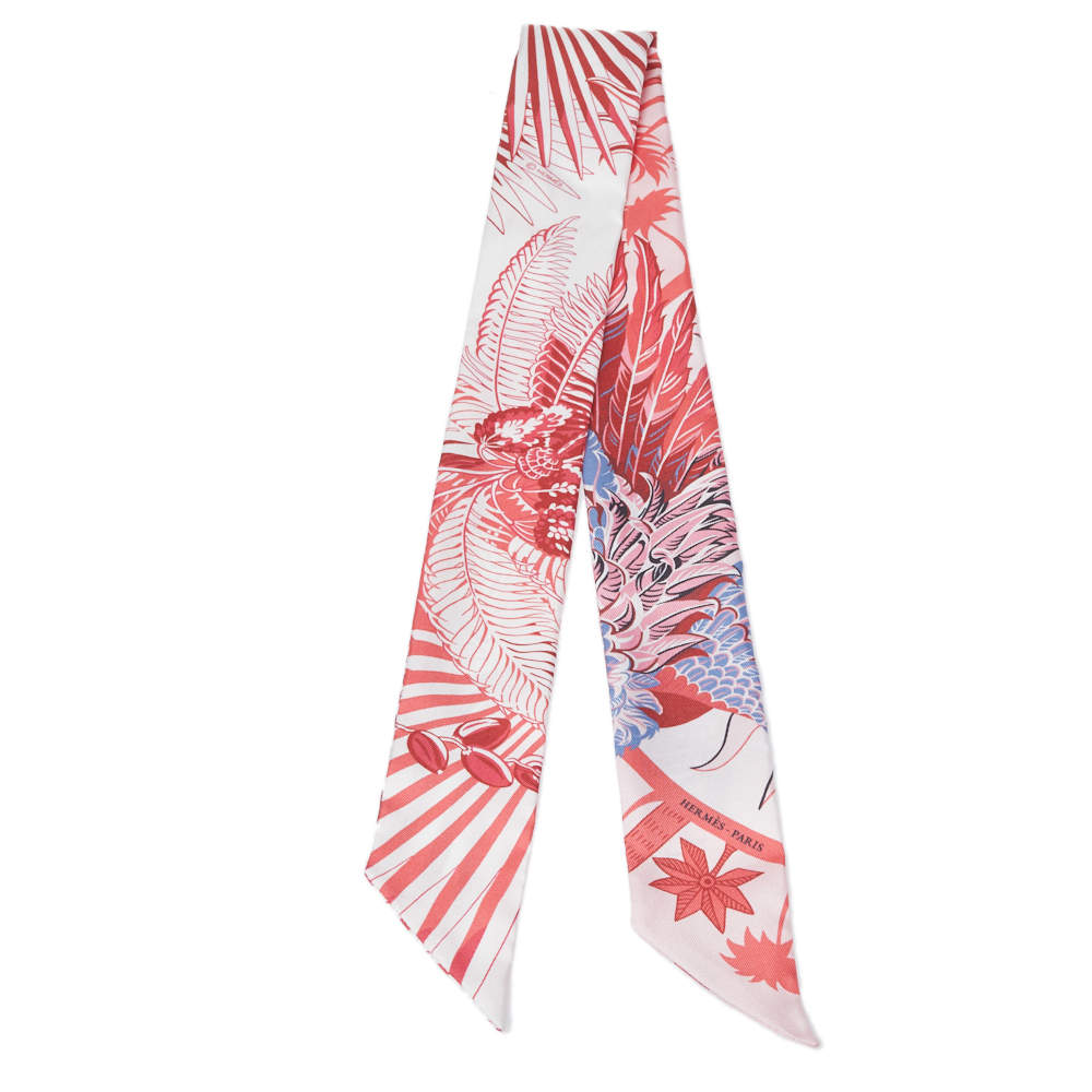 Hermes Pink Mythiques Phoenix Coloriage Silk Twilly Scarf