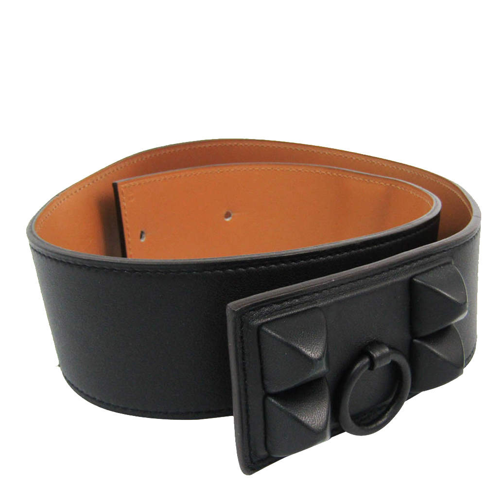 Pre Owned Hermes Black Leather Vintage Collier de Chien Belt