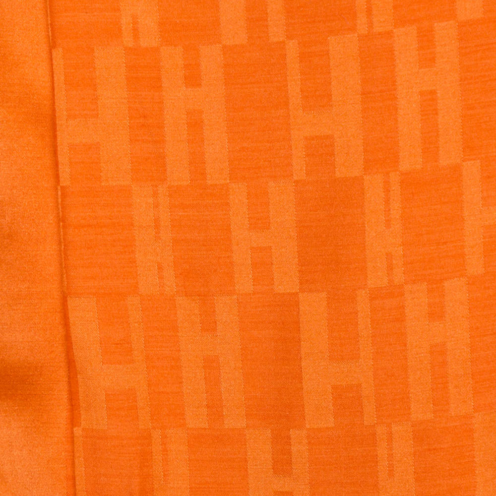 HERMES Silk Wool Faconnee Grand H Scarf Orange Vif 428660