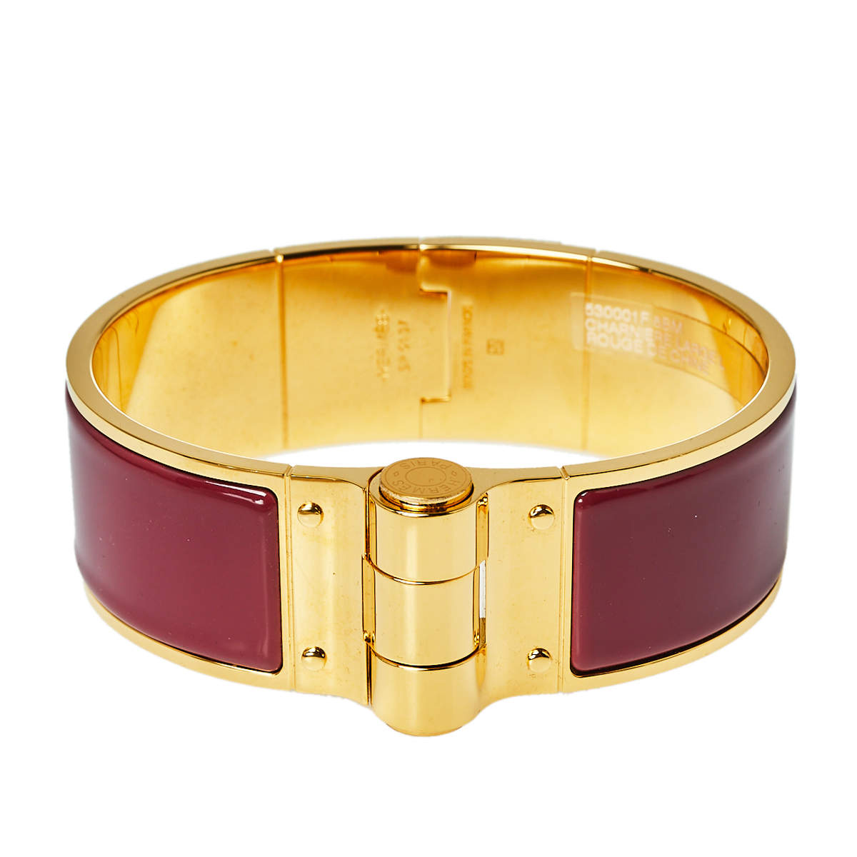 Pre Owned Hermès Charniere Rouge de Chine Gold Plated Hinged Bracelet L