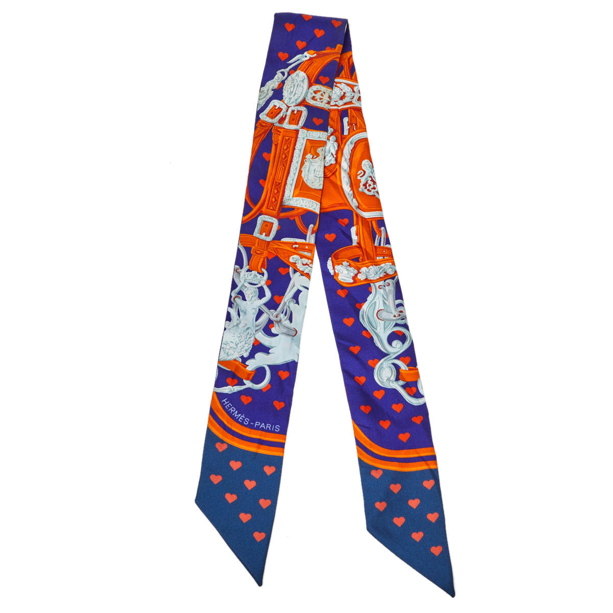 Pre Owned Hermès Violet & Orange Brides de Gala Love Silk Twilly