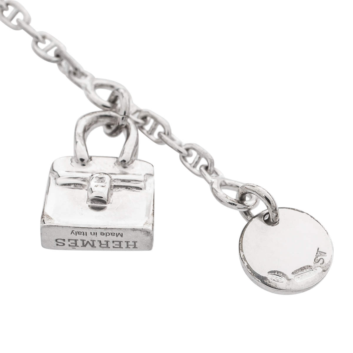 Hermès Mini Birkin Amulette Sterling Silver Bracelet ST