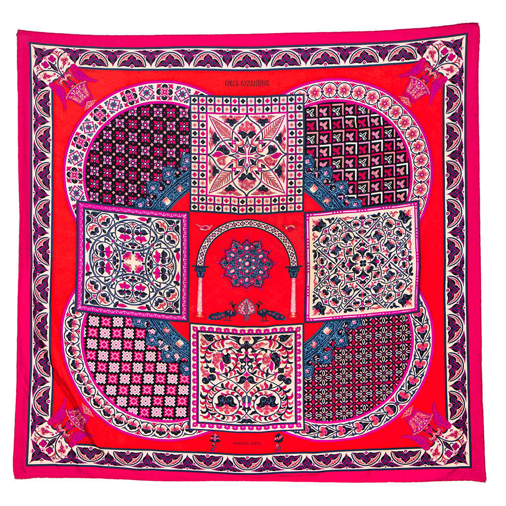 Pre Owned Hermes Multicolor Ciels Byzantins Printed Silk Square Scarf