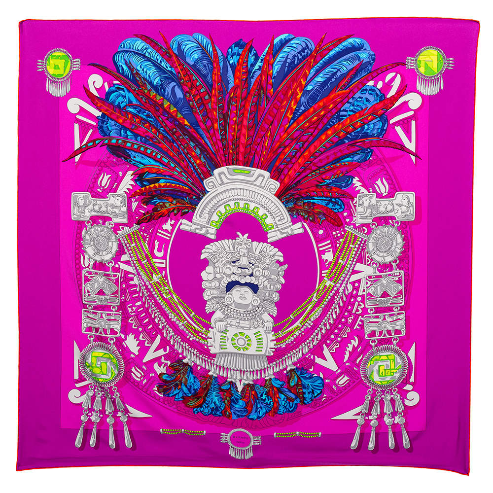 Hermes Purple Mexique Silk Scarf