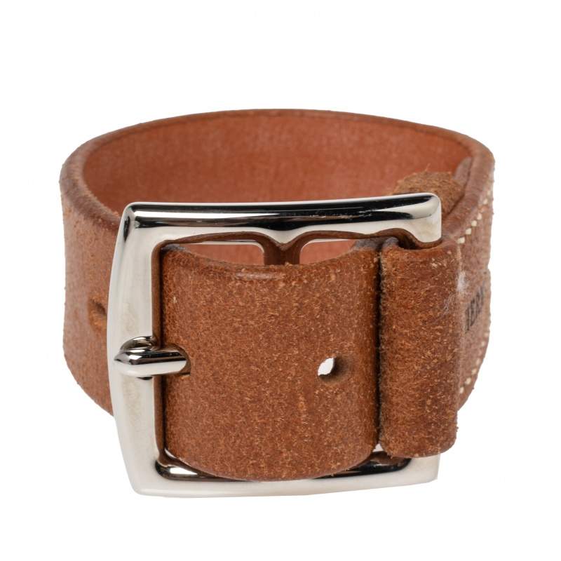 Pre Owned Hermes Brown Leather Etriviere Wrap Bracelet
