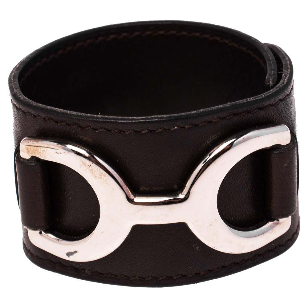 Hermes Chocolate Swift Leather Pavane Wrap Bracelet 