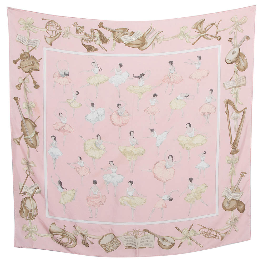 Pre Owned Hermès Pale Pink La Danse Silk Scarf 
