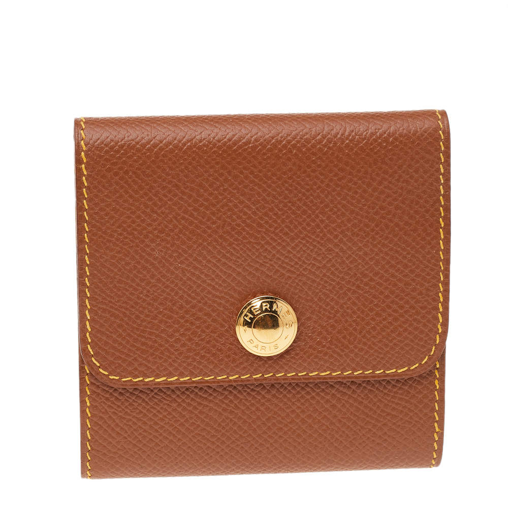 Pre Owned Hermes Brown Epsom Leather Post It Note Holder