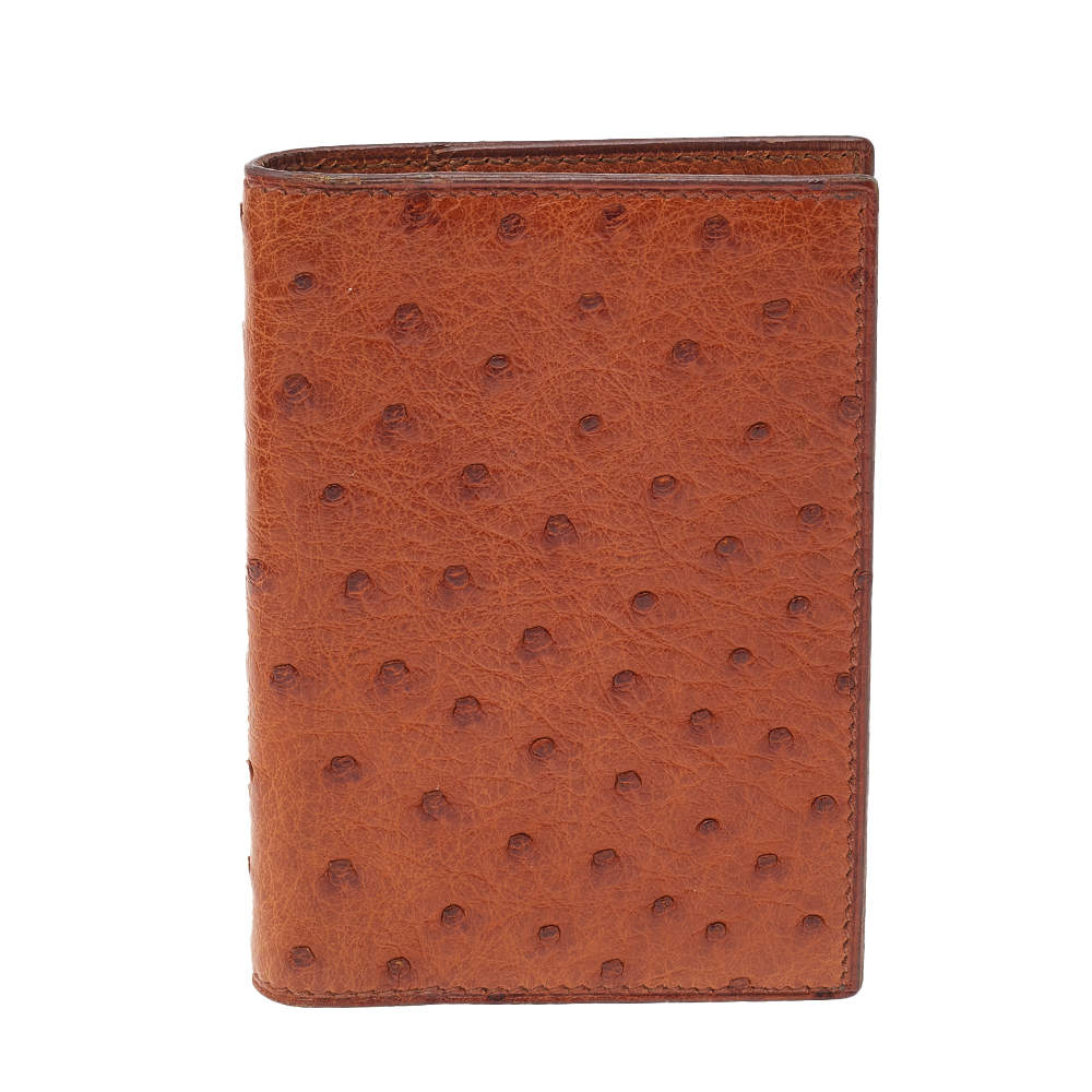 Pre Owned Hermes Brown Ostrich Leather Agenda/Notebook Cover