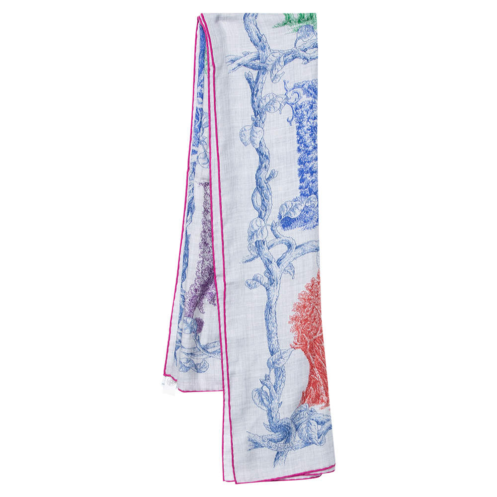 Pre Owned Hermes Multicolor Les Cabanes Printed Cashmere & Silk Shawl