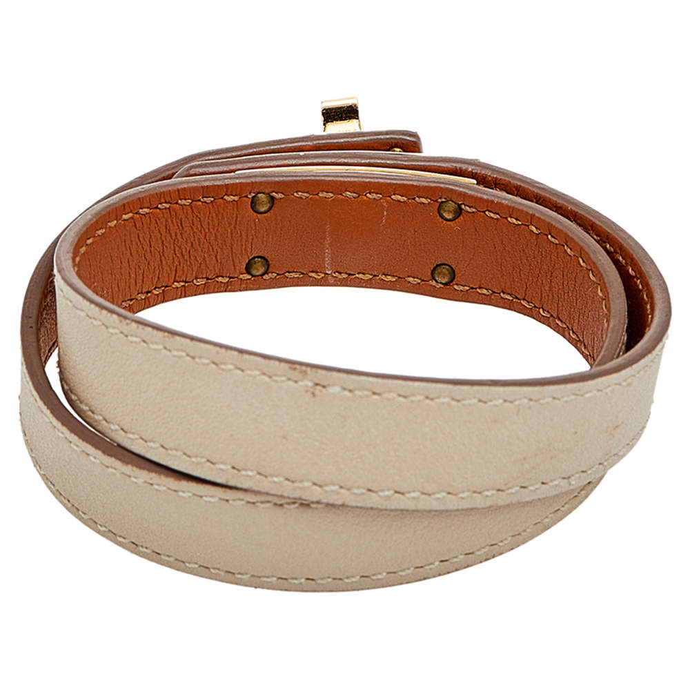 Hermès Leather Kelly Double Tour Bracelet - Brown, Palladium-Plated Wrap,  Bracelets - HER507639