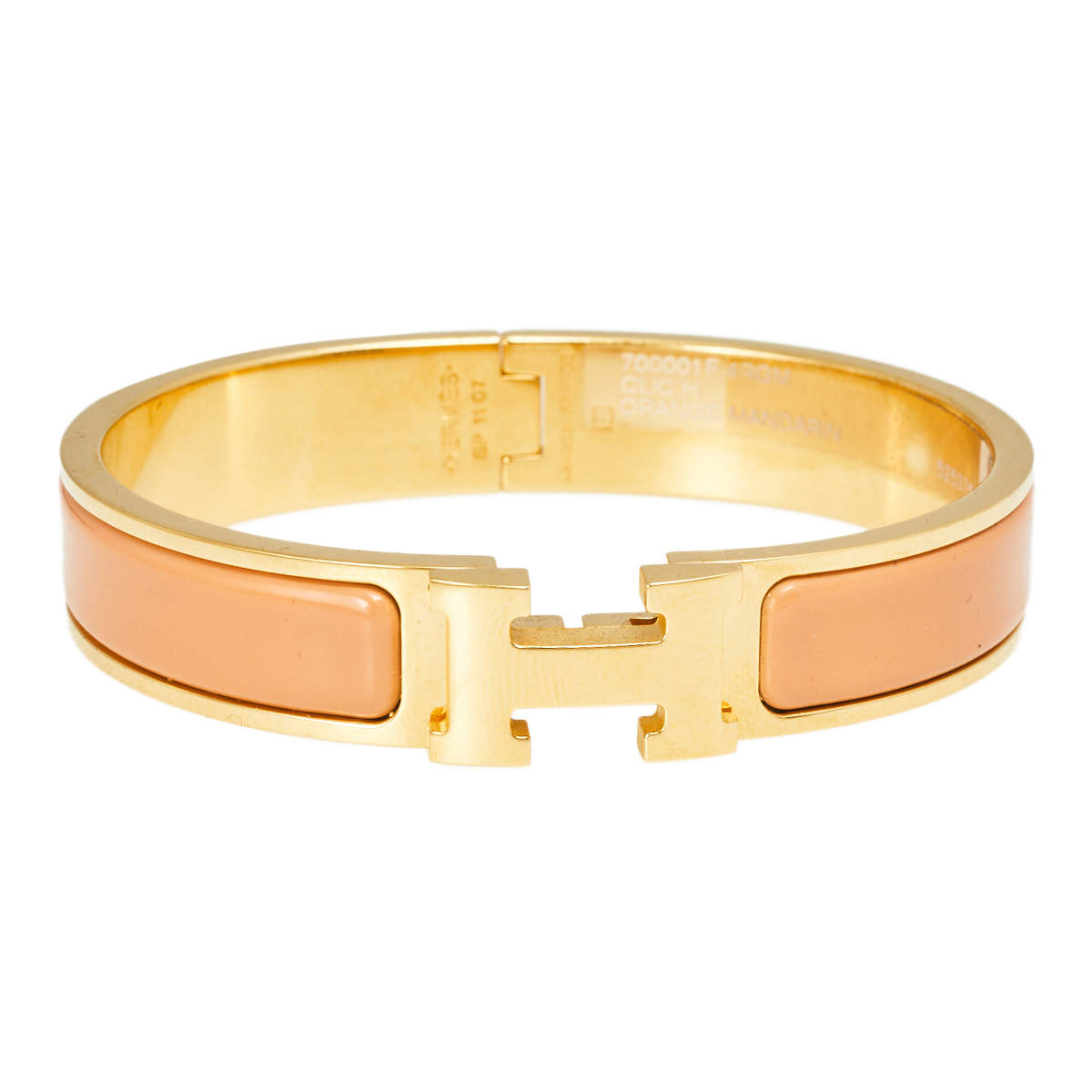 Hermès Clic H Gold Plated Rose Florida Enamel Narrow PM Bracelet