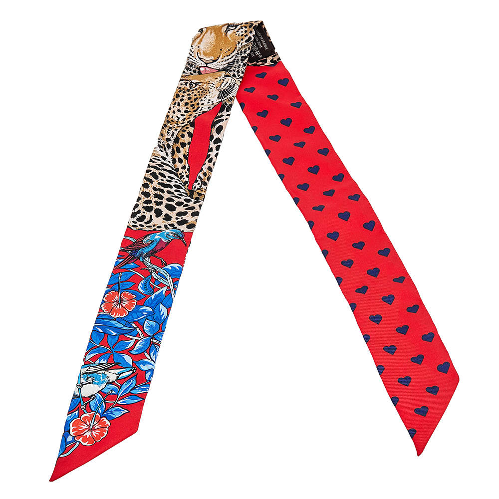 Pre Owned Hermes Multicolor Jungle Love Love Silk Twilly