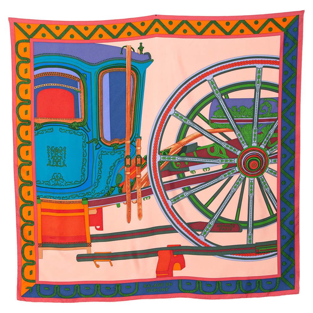 Hermès Multicolored Balade en Berline Printed Silk Scarf