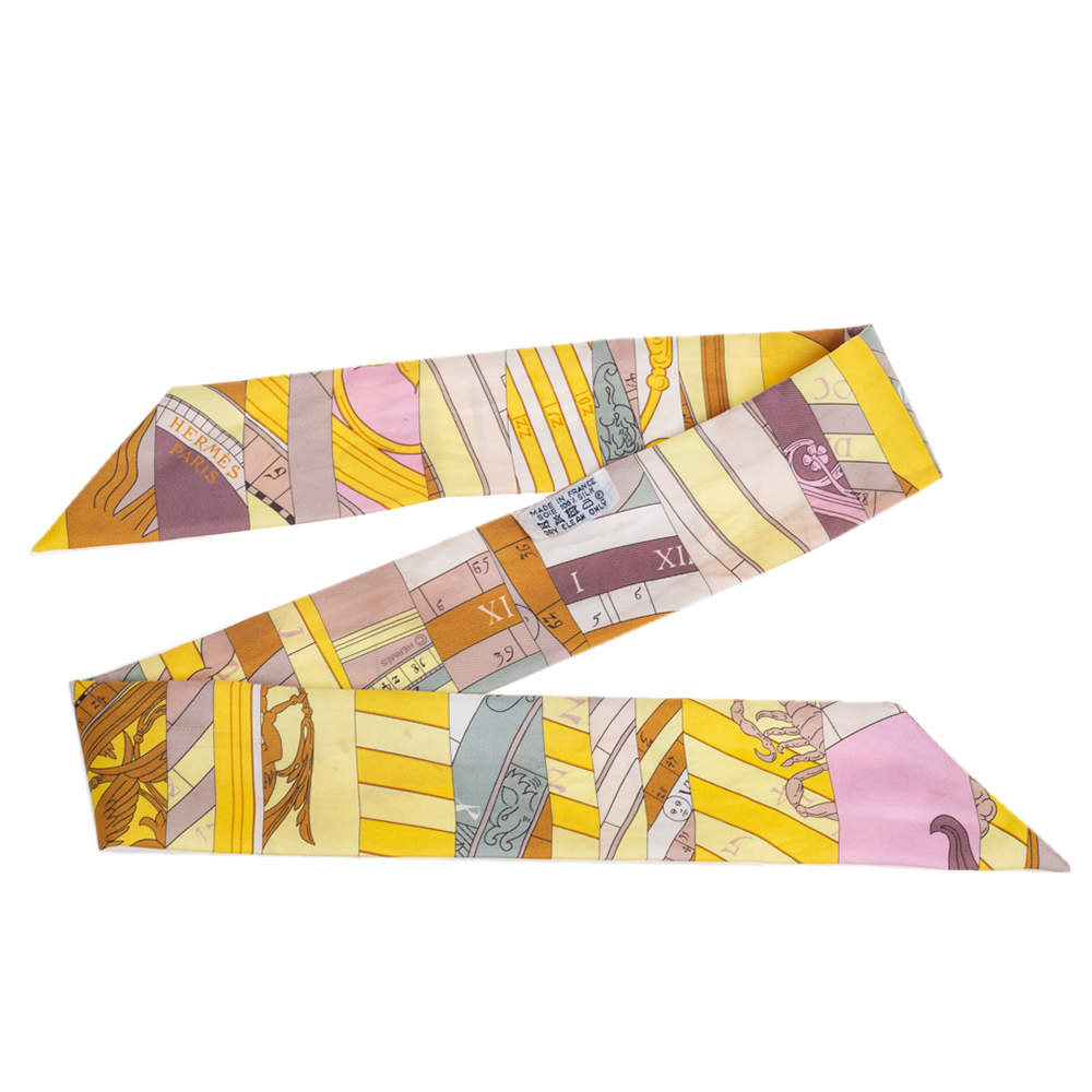Pre Owned Hermés Yellow Astrologie Nouvelle Silk Twilly