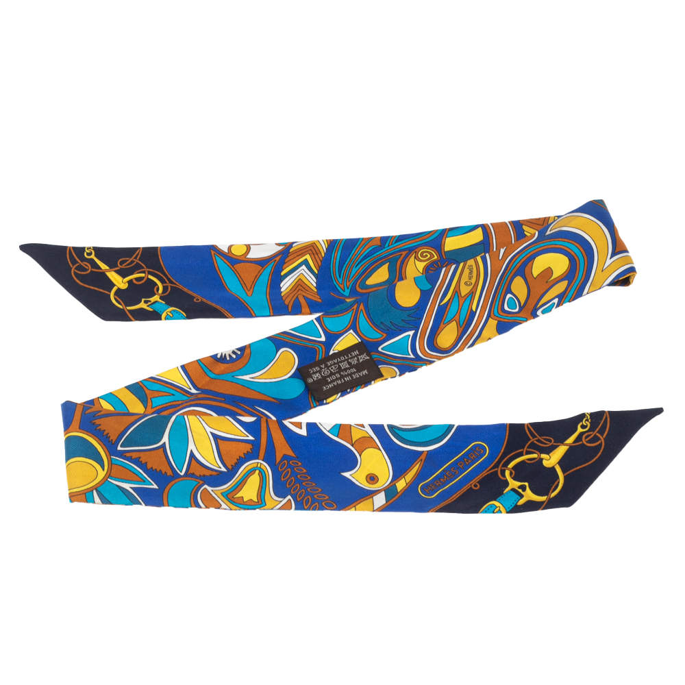 Pre Owned Hermès Blue Hippie Silk Twilly