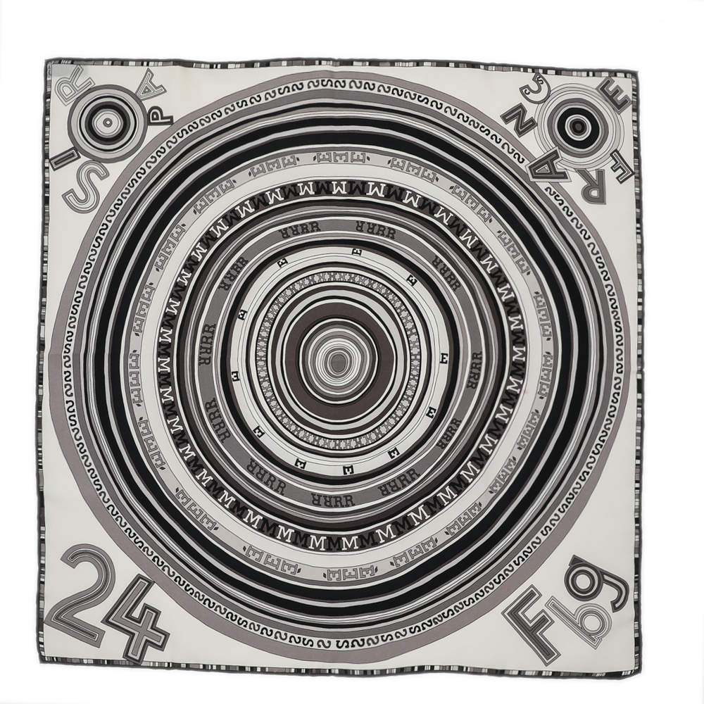 Pre Owned Hermes White/Black Tohu Bohu Silk Square Scarf