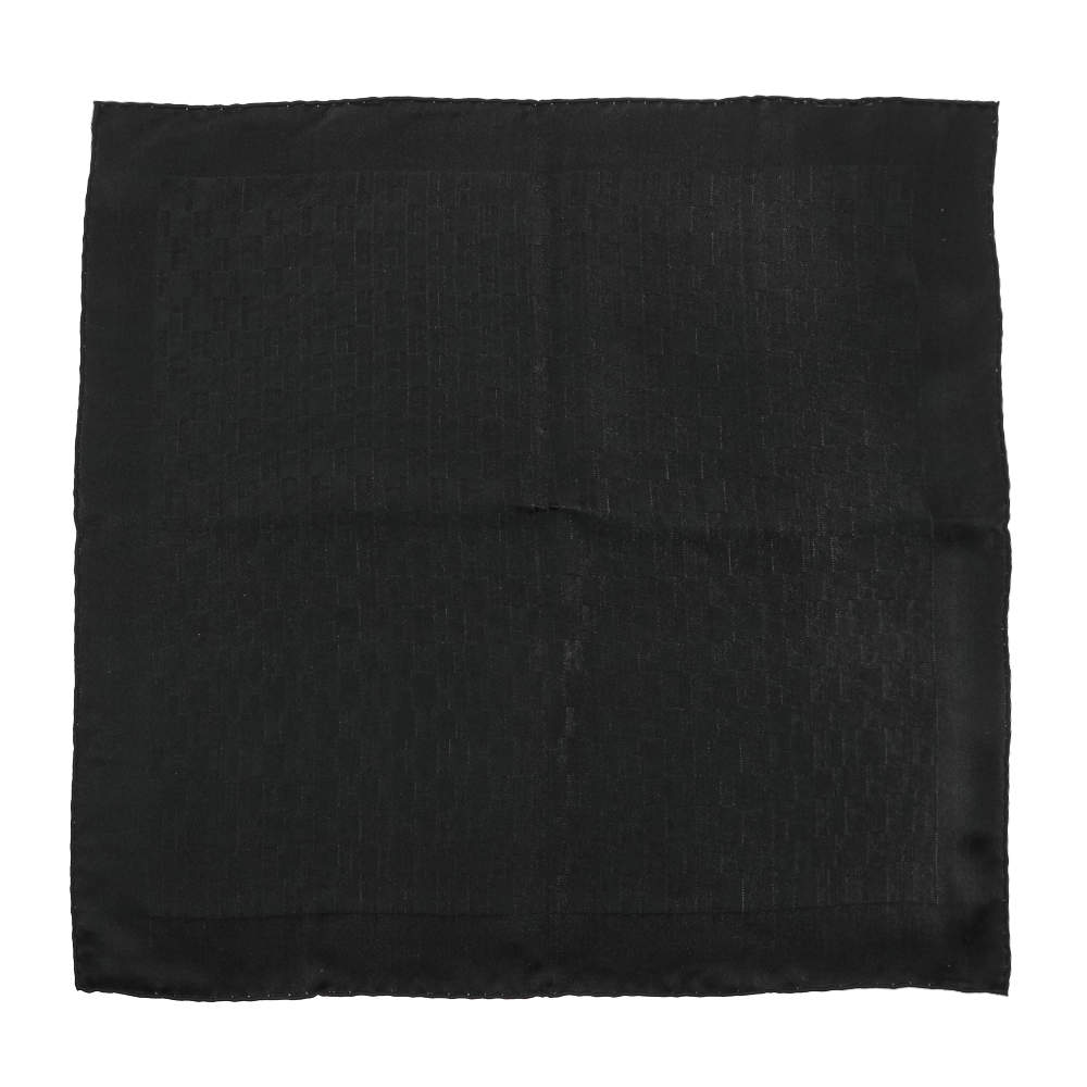 Pre Owned Hermès Black Faconnee Grand H Silk Pocket Square