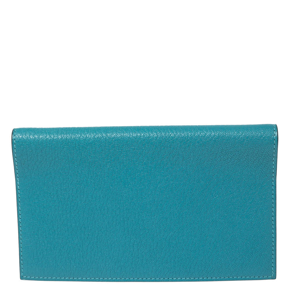 Pre Owned Hermes Turquoise Chevre Mysore Leather Vision II Agenda Cover