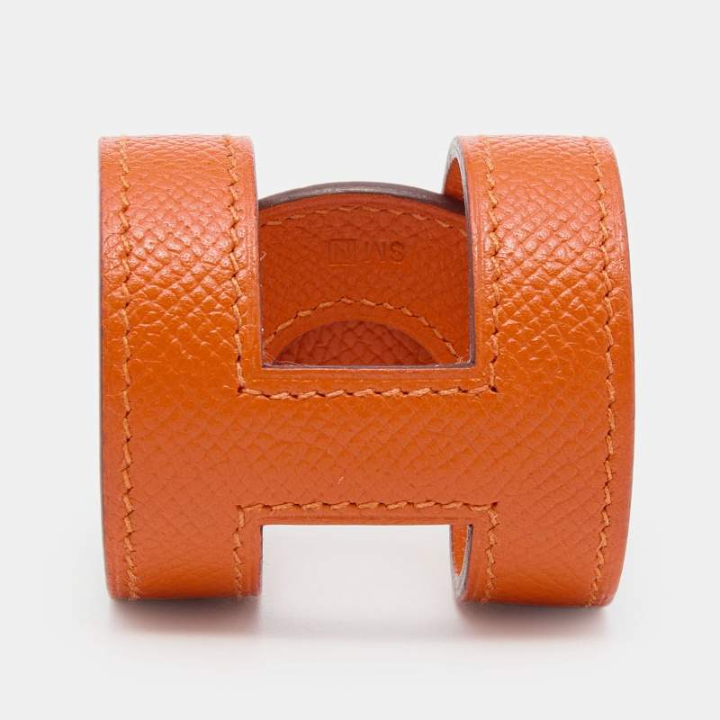 Pre Owned Hermès Orange Epsom Leather Ano Cuff Bracelet