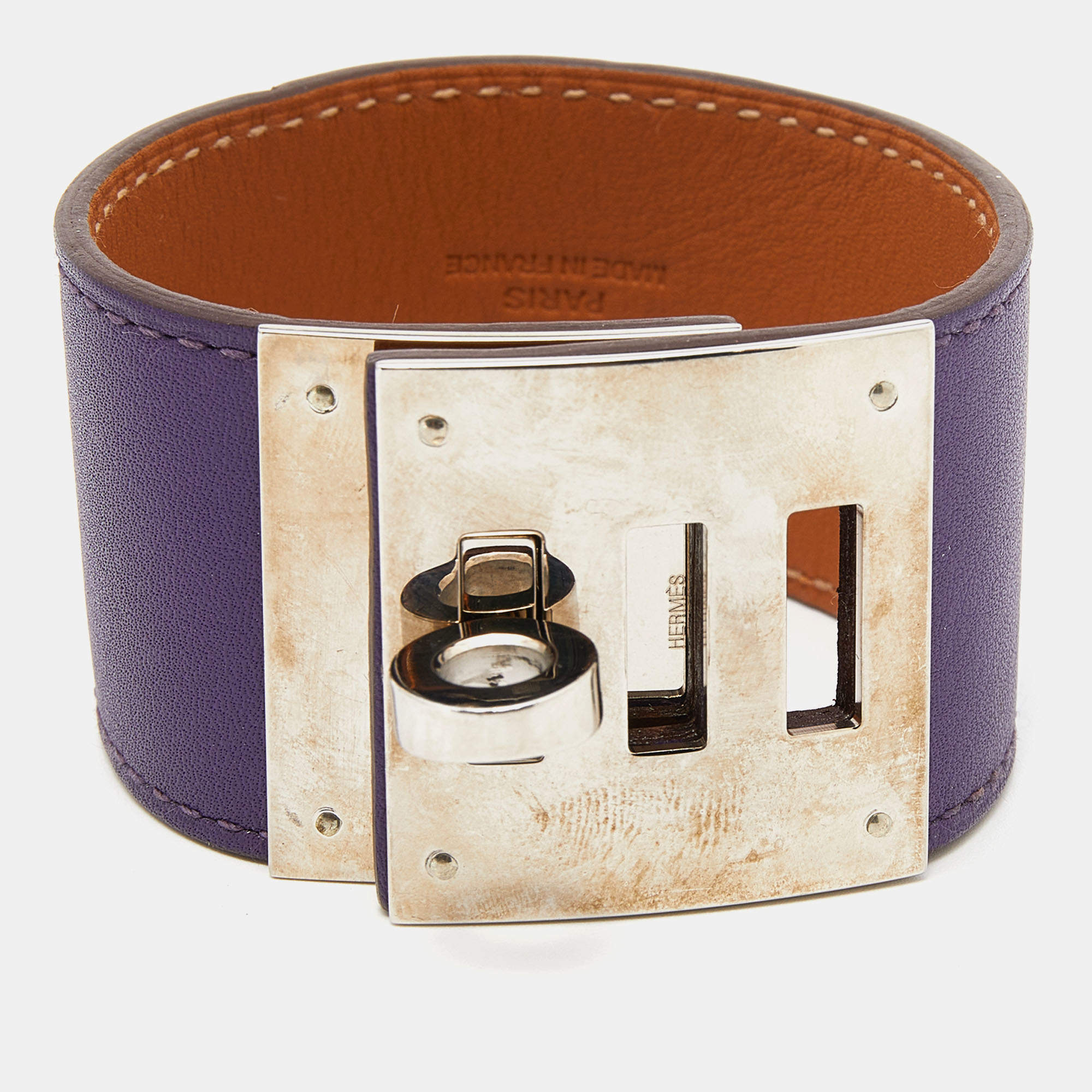Pre Owned Hermès Purple Leather Kelly Dog Bracelet